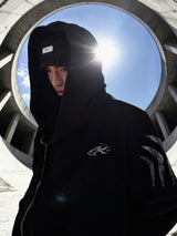ZIP-UP BLACK HOODIE