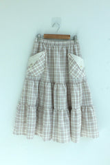 cream checkered pocket skirt