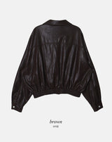 EW Collar Crop Leather Blouson (2color)