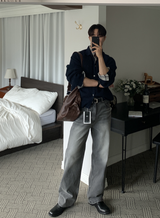 Crete Greywashed Semi-Wide Denim Pants