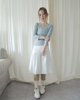 SLOW BUTTON FLARE MIDI SKIRT