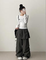 Log banding layered pocket skirt pants