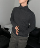 Bluesf Stripe Double Turtleneck - WHITE