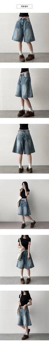 Luo Washing Denim Bermuda Half Shorts