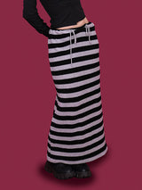 striped wide knit long skirt (4color)