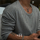 [HFORUS MADE]Forus ニットプリーツUネックロングスリーブス イン メランジ