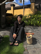 ブラックノンフェードベーシックバルーンパンツ