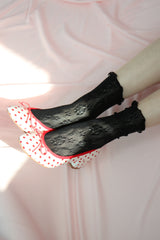 rose ankle socks (black)