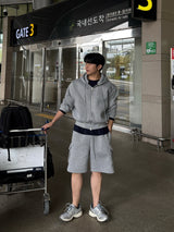 Neoprene cargo bermuda pants