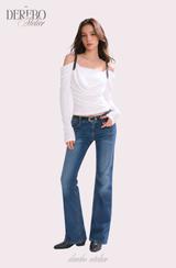 Tul off-shoulder frill long-sleeve tee 