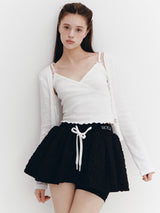 Ribbon Punching Cardigan Ivory