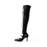Thigh High Lace-Up Stiletto Boots Heel(Black)
