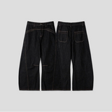 [Unisex]ステッチカーブフレアデニムパンツ