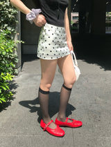 フレンチ グロウ ドット サテン ミニ スカート