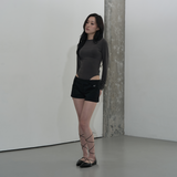 BACK POINT LONG SLEEVE BODYSUIT (CHARCOAL)
