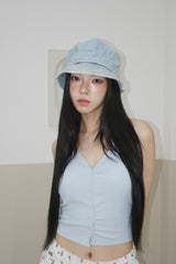 VネックホルターネックパッドスリーブレスTシャツ