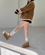 (100% SHEEPSKIN🐑🤎) 2 COLORS キュートフェミニンバターセミショートマウンテンコート