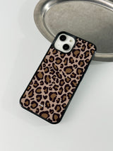 Leopard Magsafe Glass Bumper Case(Brown)