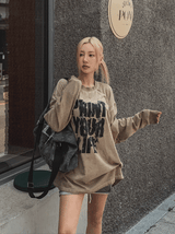 レフトプリントオーバーサイズフィット長袖Tシャツ