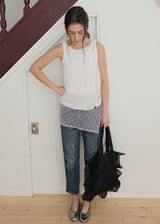 Linen Shirring Sleeveless Top_Ivory