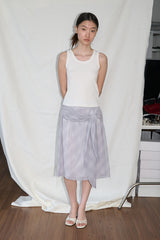 Layered Check Wrap Midi Skirt (Gray)