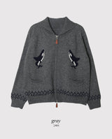 #Orca Collar Knit Zip-up (3color)