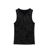 26SS★ [PLAN MADE/MADE] Acid Henley Neck Washing Sleeveless