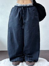 LINEN VIVID STRIPE WIDE PANTS 🩵🍰🌴🤎🖤5COLOR