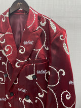 Red Glimmer  Soft  Constructed  Suit 