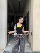 Olive Inner Halterneck Layered Short Sleeve T-shirt