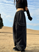 (LUXURIOUS VELVET💎/NOT CHEAP)ツープレートベルベットストリングカーゴゴムパンツ