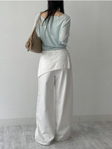 Lace Wrap Balloon Fit Wide Pants