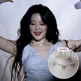 [IVE Rei Necklace] Three Ribbons Pearl Choker Necklace - Silver Color