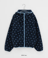 Deol Color Matching Printing Fleece Hood Zip-Up Jumper
