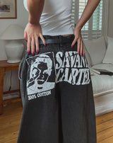 Cartel Back Painting Balloon Denim Pants