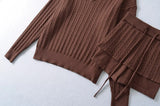 Twisted collar knit pants two-piece set