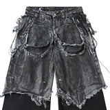 "005 CHAOS DREAM" WAXED GREY LAYER PANTS