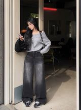 [BELLIDE MADE] シアーリングバックポケットデニムワイドパンツ