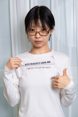 "HIRE ME" CONVERTIBLE  LONG SLEEVE (WHITE)