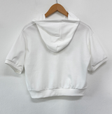 HEART🎀💕🧸BABY SEMI CROPPED T SHIRT HOODIE ZIP UP JUMPER🧸🖤🤍3COLOR