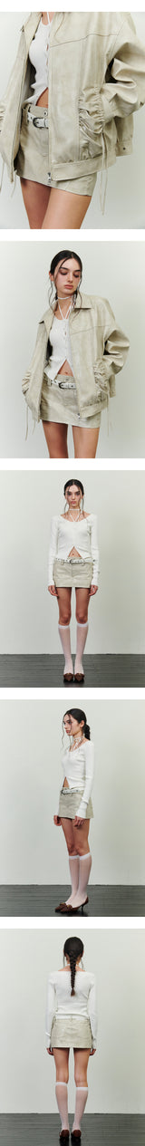 SIGNATURE LEATHER BELT ivory