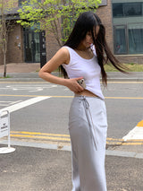 SATIN STRAP MAXI SKIRT (2COLOR)