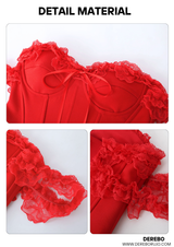 off-shoulder frill corset pad tube top