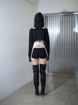 Hood Cropped Cardigan Black