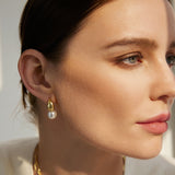 gold pearl dome 14k gold plating + 925 silver earrings E062-06G