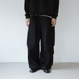 webbing belted cotton wide pants