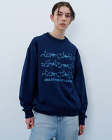 キャッツプレイポーズスウェットシャツ　ネイビー