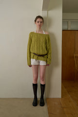 Cinnamon cable knit_olive