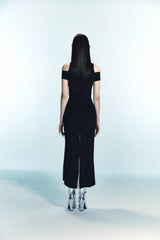 Mesh Cross Point Mermaid Dress Long (black) 