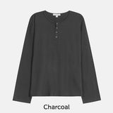 デッキステッチヘンリーネック長袖Tシャツ